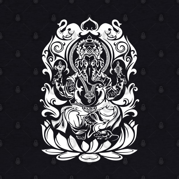 Tribal Ganesh (white) by TurkeysDesign